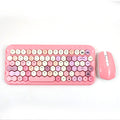 Mofii Honey PLUS gaming keyboard set with hexagonal pink and pastel keys and matching pink mouse