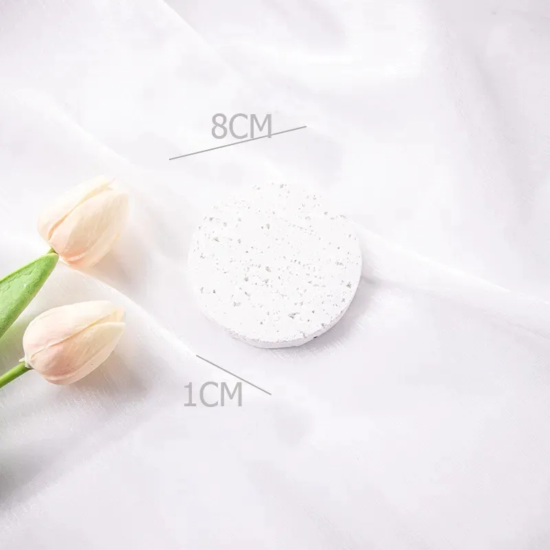 Natural Stone Props in White, Round Design with 8cm Diameter and 1cm Thickness for Photography