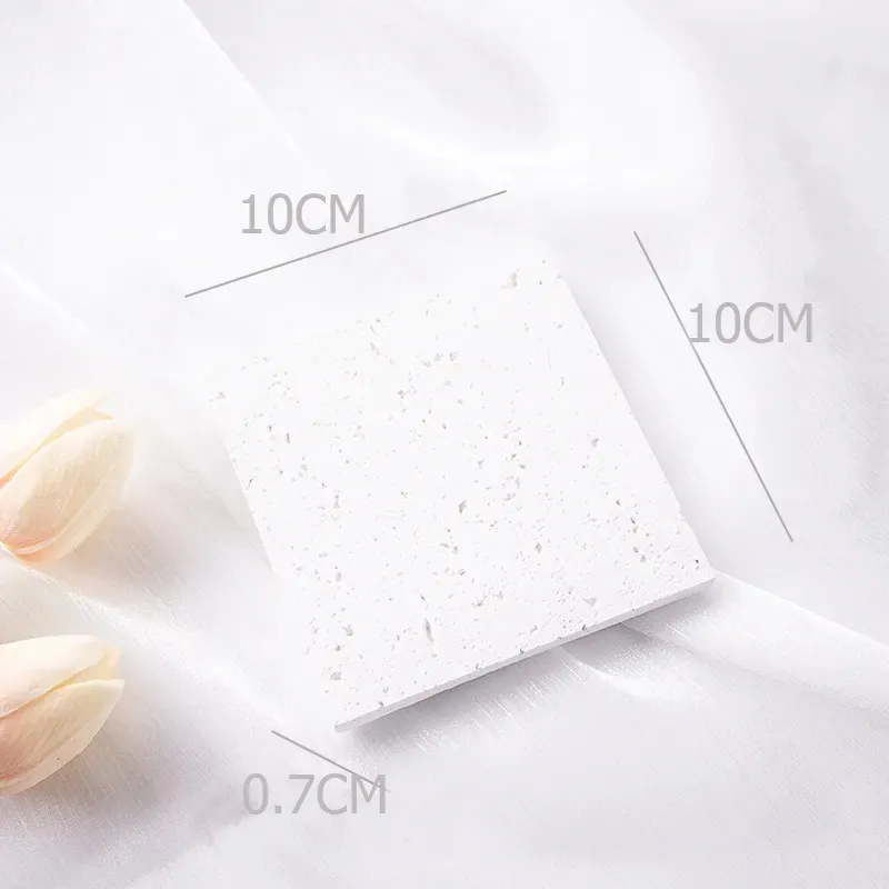 VMIDirect Natural Stone Props in White, Square Shape, 10cm x 10cm x 0.7cm for Photo Backgrounds