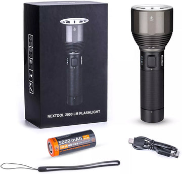 VMIDirect 2000 Lumens Rechargeable LED Flashlight with USB charging cable and 5000 mAh battery