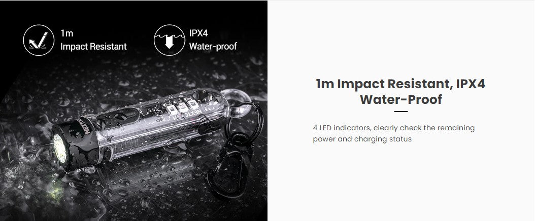 VMIDirect Keychain Flashlight with 1m impact resistance and IPX4 water-proof rating