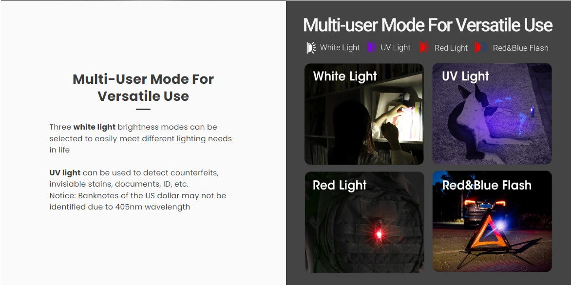 VMIDirect Keychain Flashlight with multiple brightness modes for versatile outdoor use