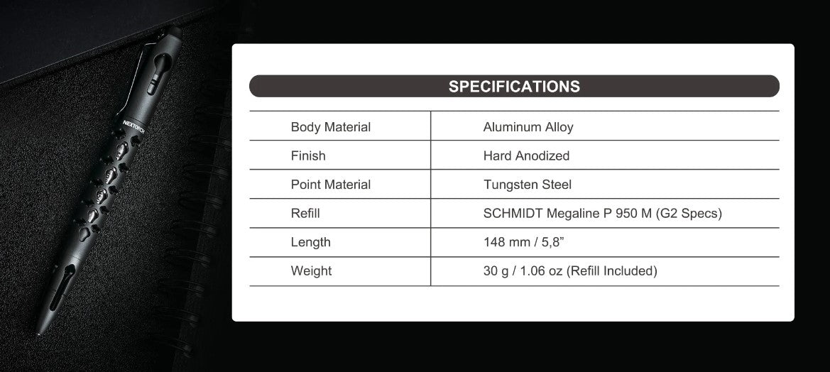 VMIDirect Safety Pen featuring aluminum alloy body with tungsten steel point and hard anodized finish