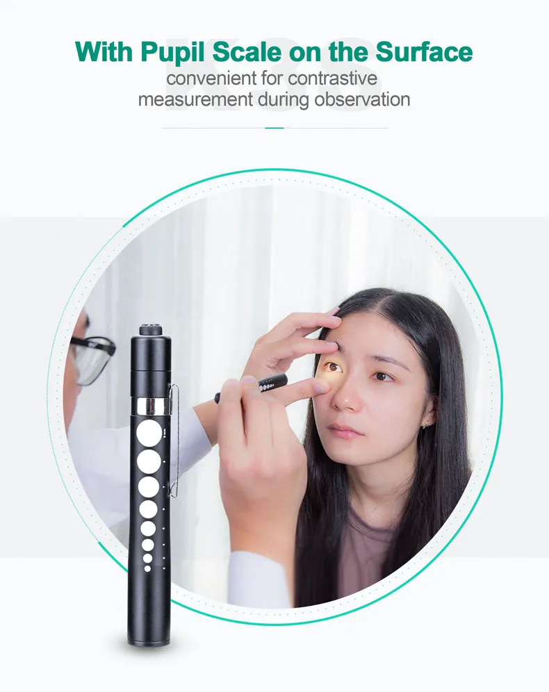 VMIDirect White Light Medical Penlight with Pupil Scale for Easy Observation and Measurement