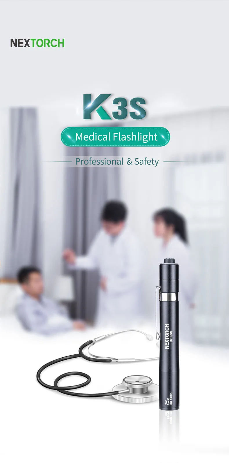 VMIDirect Black Nextorch DX153 LED White Light Medical Penlight with Pocket Clip for Easy Carry