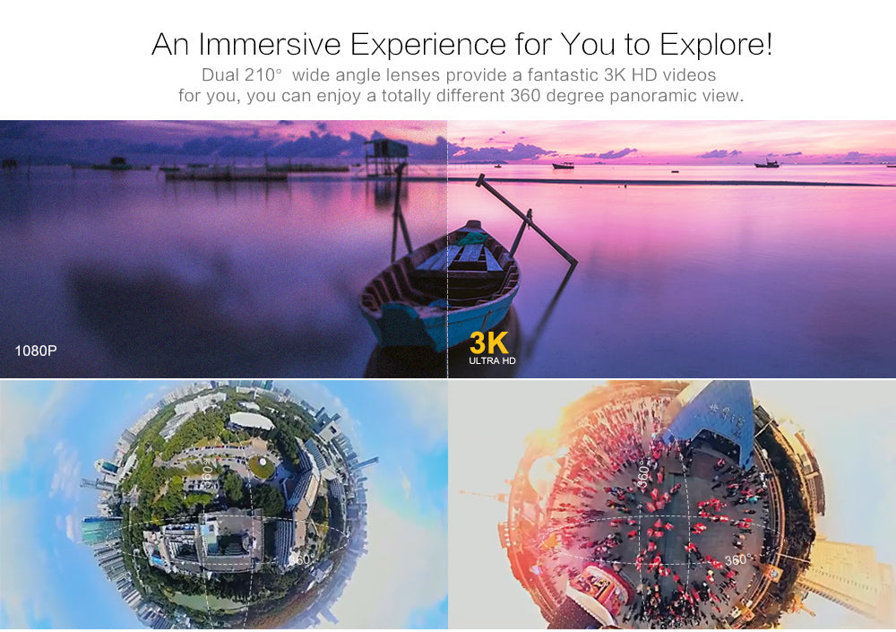 VMIDirect Panoramic Camera with dual wide angle lenses for 3K HD immersive videos and 360-degree views