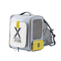VMIDirect breathable pet travel backpack in gray and yellow with mesh panels for ventilation