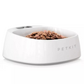 White PETKIT digital scale pet feeder bowl with dry pet food inside for precise feeding