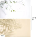 VMIDirect Photo Background Paper featuring a solid white front and a beige palm leaf shadow design on the back