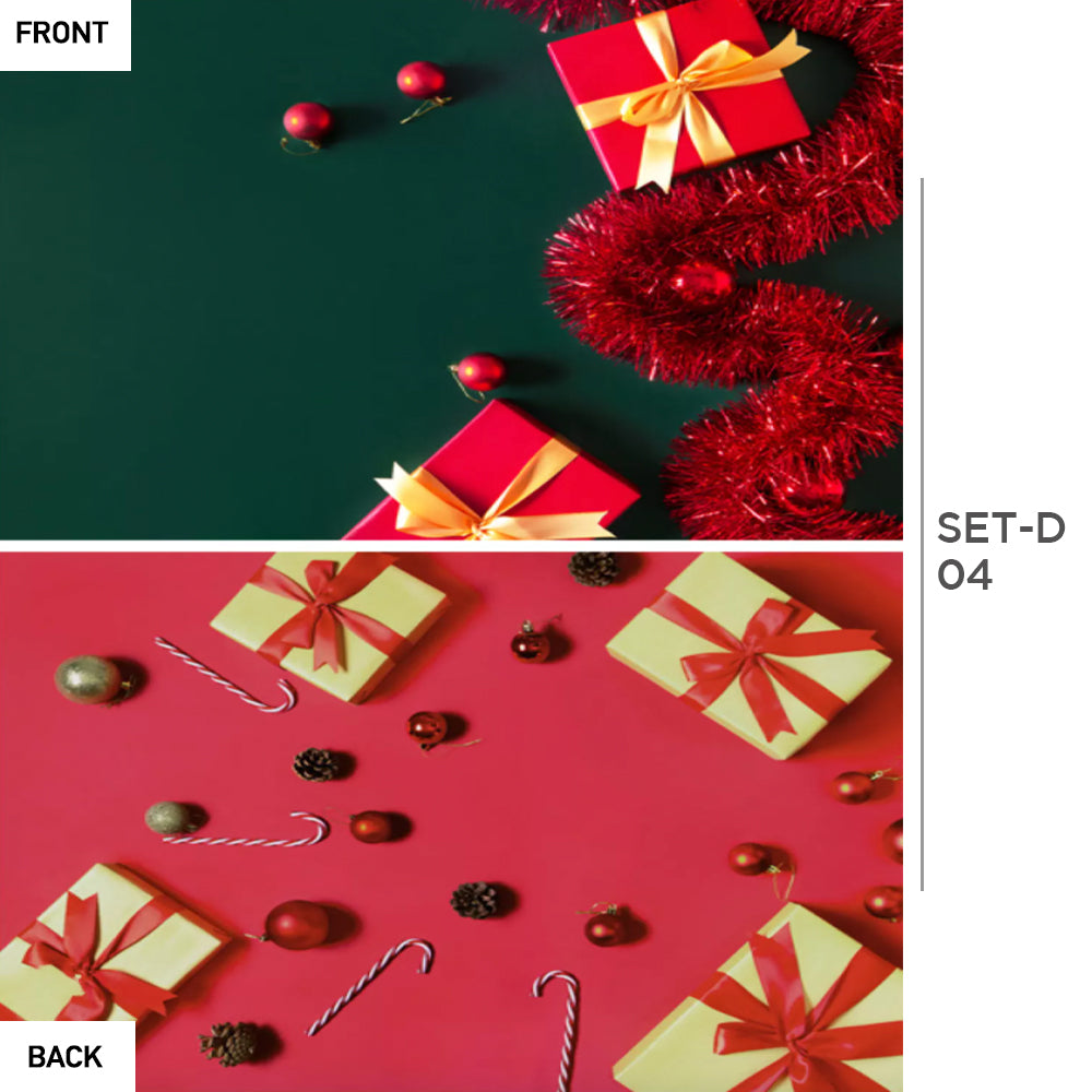 VMIDirect Photo Background Paper featuring a green front and a red back with festive decorations