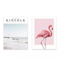 VMIDirect Photography Background Paper featuring a beach scene and a pink flamingo design