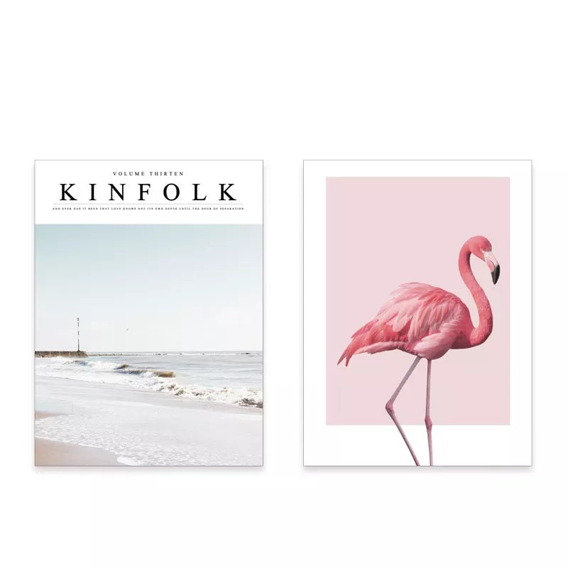 VMIDirect Photography Background Paper featuring a beach scene and a pink flamingo design