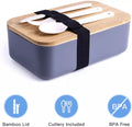 Portable Bento Lunch Box with Bamboo Lid and Included Cutlery for Easy Meal Prep