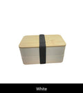 VMIDirect Portable Bento Lunch Box in White with Bamboo Lid and Secure Strap