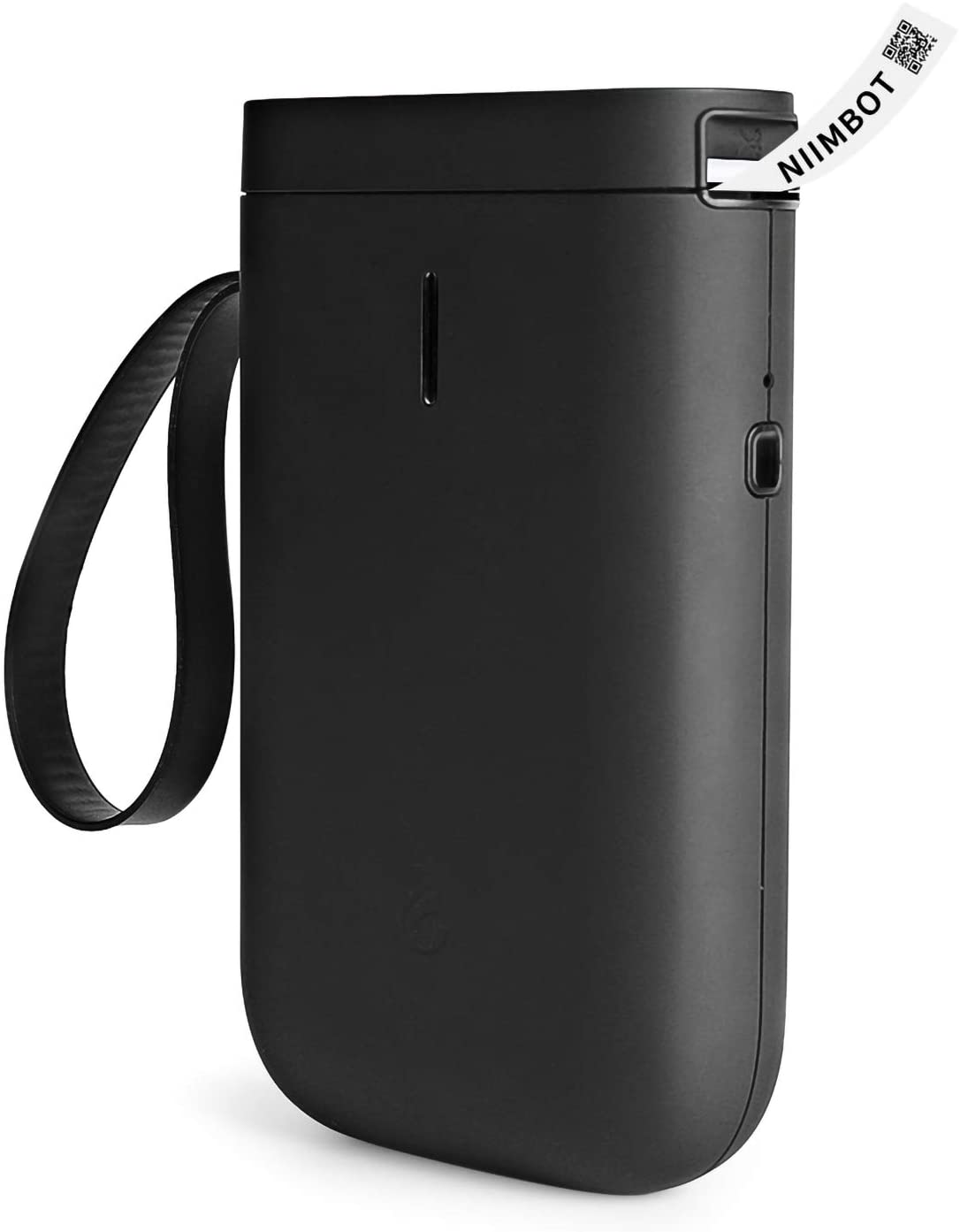 VMIDirect Portable Bluetooth Label Printer in sleek black design with a strap for easy carrying