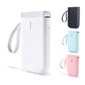 Portable Bluetooth Label Printer in multiple colors with compact design and carrying strap for easy use