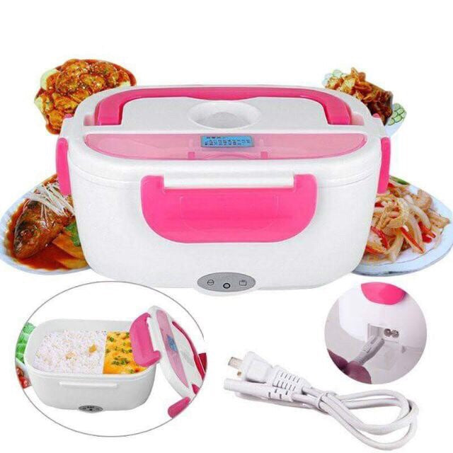 VMIDirect Portable Electric Heating Lunch Box with dual compartments and convenient handle for meals on the go
