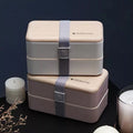 VMIDirect Portable Plastic Bento Lunch Box with two tiers and secure strap for easy transportation