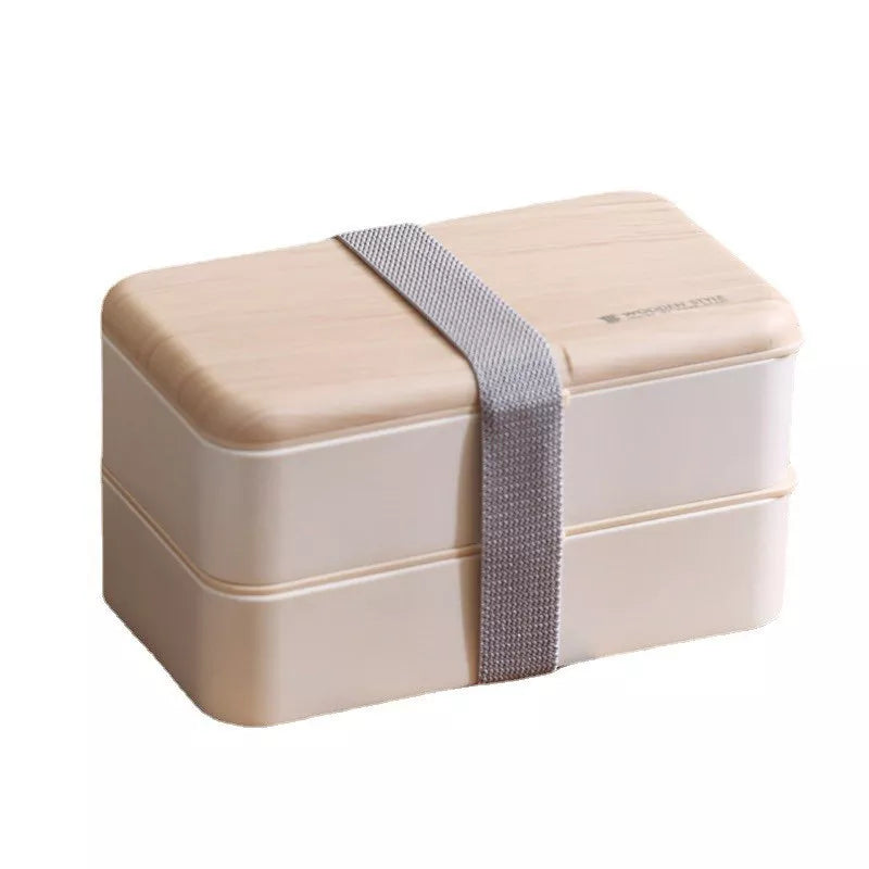 VMIDirect Portable Plastic Bento Lunch Box with Two Compartments and Elastic Strap for Easy Carrying
