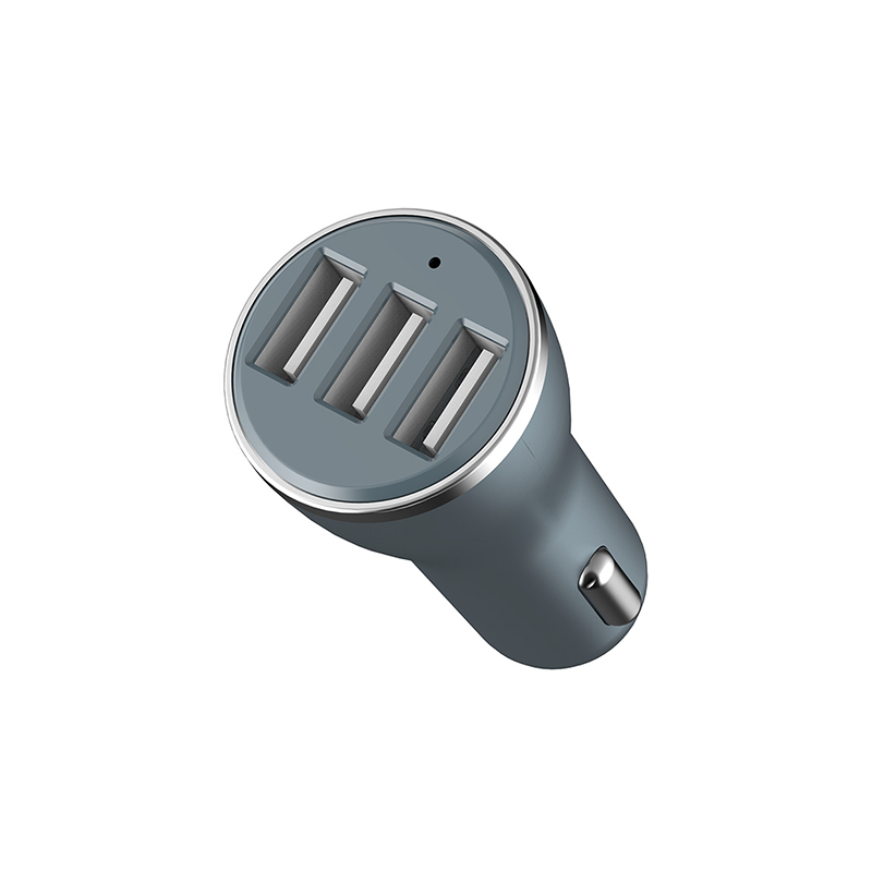 Havit 3 Ports Car Charger in sleek silver design for fast charging multiple devices in vehicles