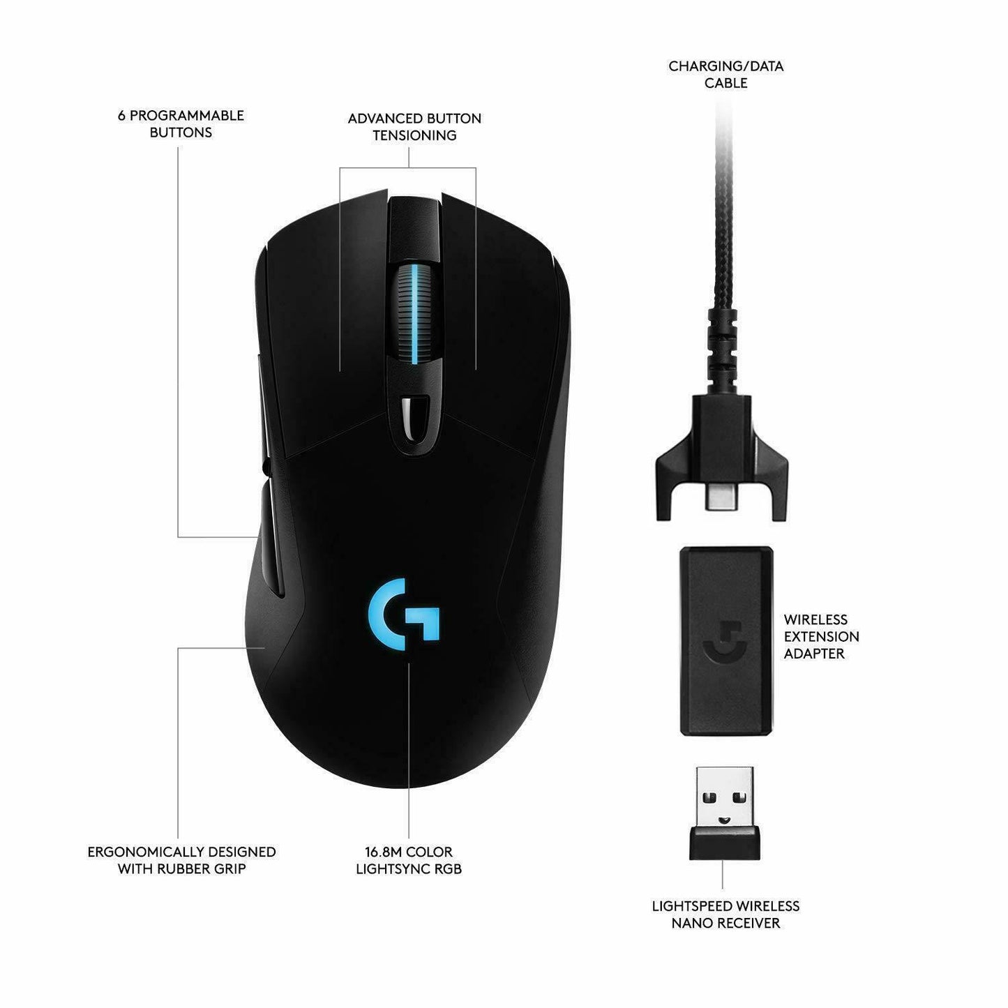 LOGITECH G903 LIGHTSPEED WIRELESS GAMING MOUSE WITH HERO SENSOR