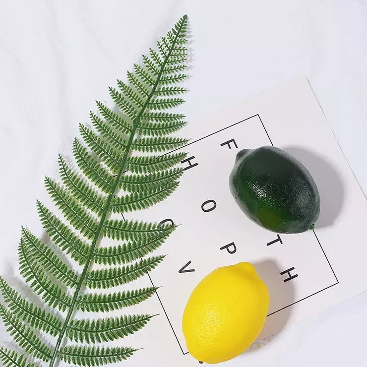 Simulation Artificial Green Plant with Fern Leaves and Decorative Lemons for Home Decor