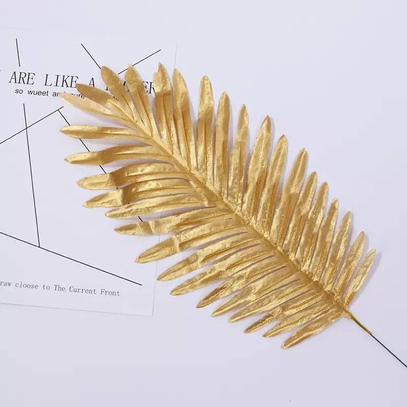 VMIDirect Simulation Artificial Green Plant Leaf in Gold Finish for Stylish Home Decor