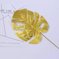 VMIDirect Simulation Artificial Green Plant Leaf in Gold Color for Home Decor and Studio Settings