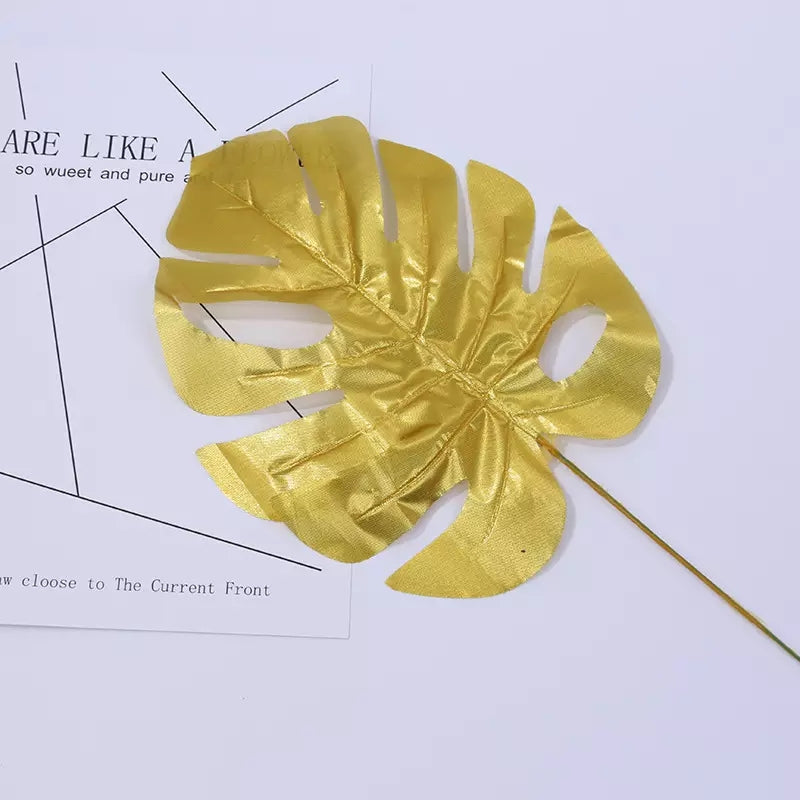 VMIDirect Simulation Artificial Green Plant Leaf in Gold Color for Home Decor and Studio Settings