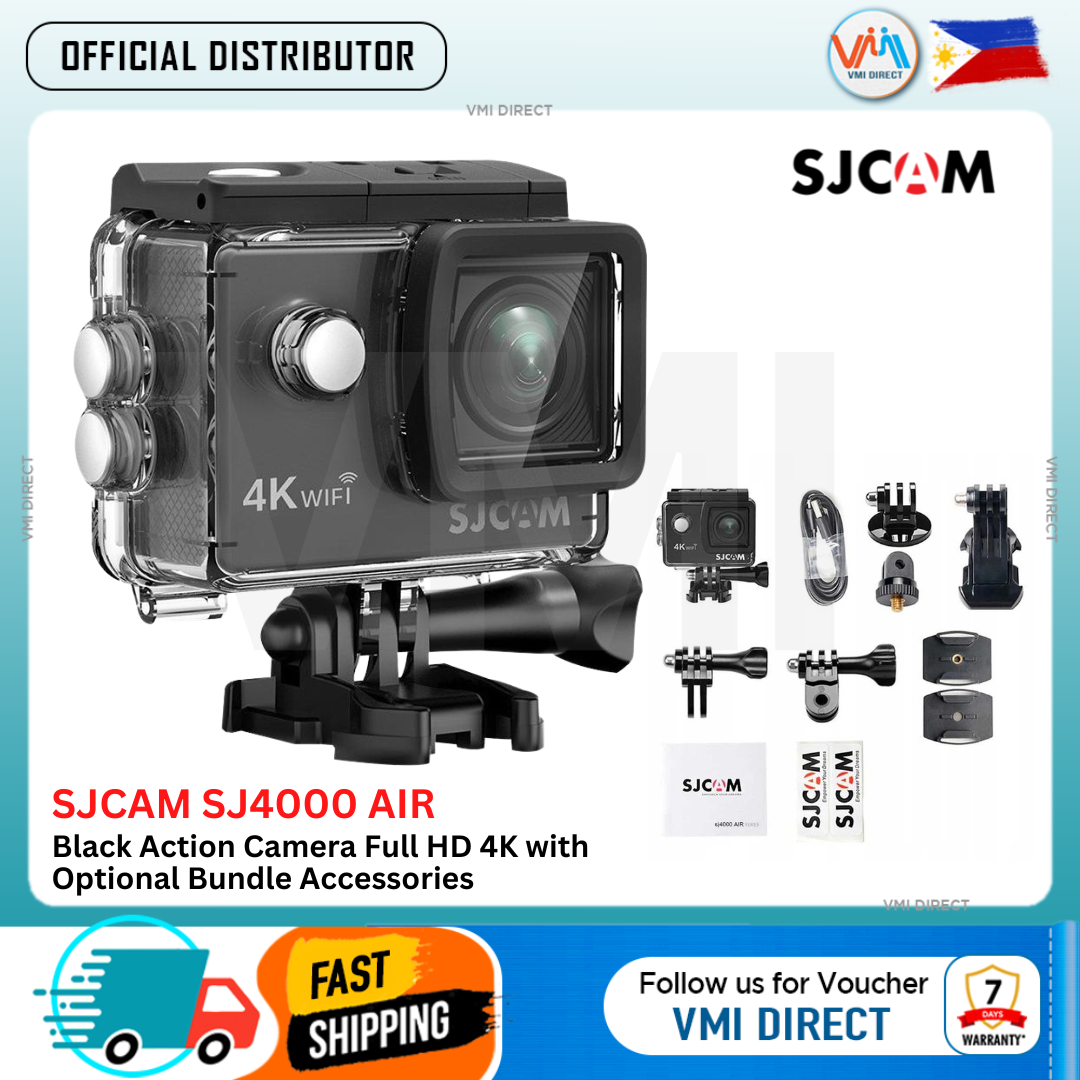 SJCAM SJ4000 Air  Action Camera Vlogging Wireless 4K Full HD DV 2.0 Inch Screen WIFI Sport HDMI Output 135 degree Wide Angle Lens Air Black/Silver Moto vlogging Outdoor Car Motor Bike Sports Webcam Action Camera Mini camera Cam corde with Waterproof case