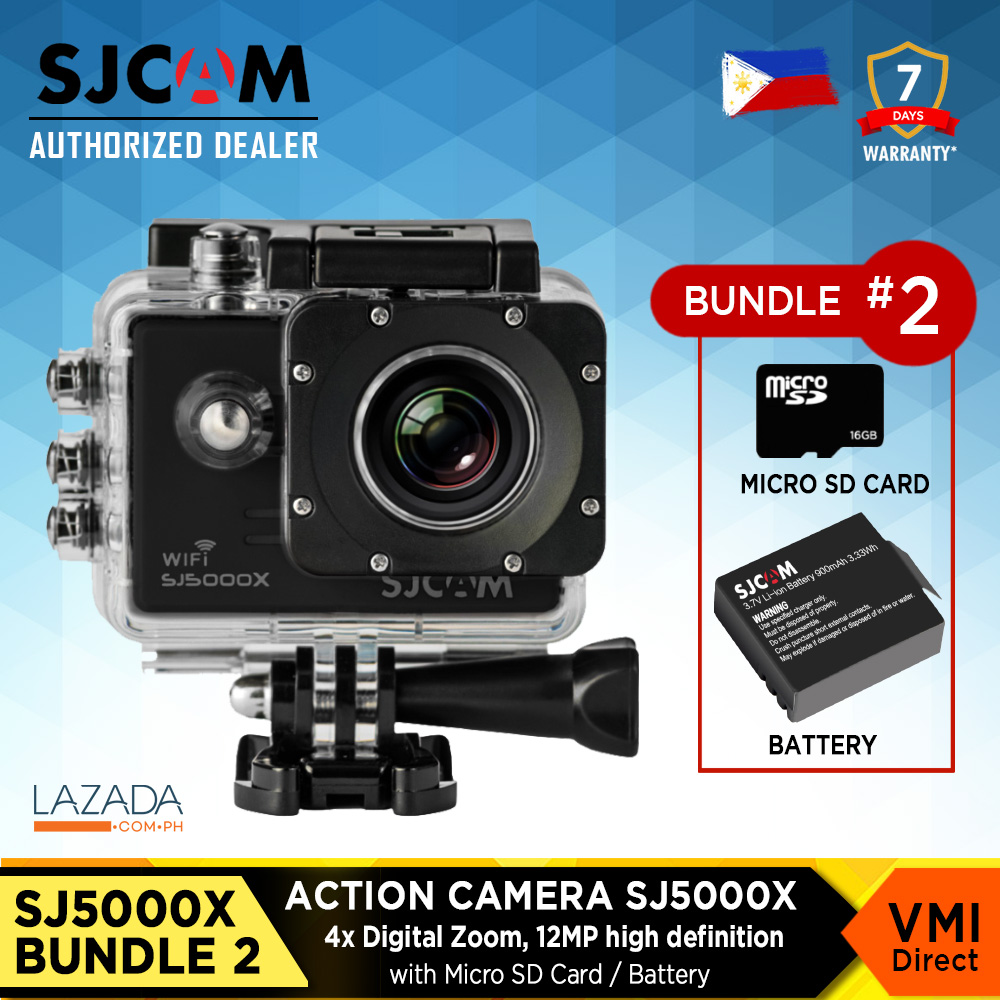 SJ5000X Action Camera 4K Ultra HD Pocket with 4x Digital Zoom and included Micro SD card and battery