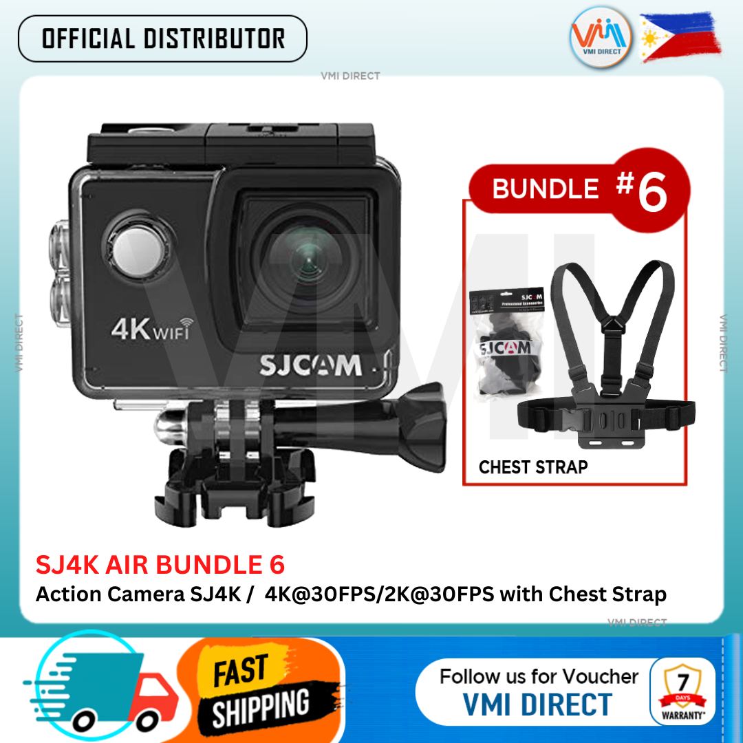 SJ4K Air Bundle 6 featuring Action Camera 4K Ultra HD Pocket with chest strap for versatile shooting