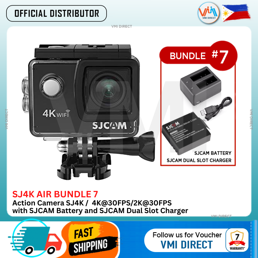 SJ4K Air Bundle 7 Action Camera 4K Ultra HD Pocket with charger and extra battery for high-quality footage