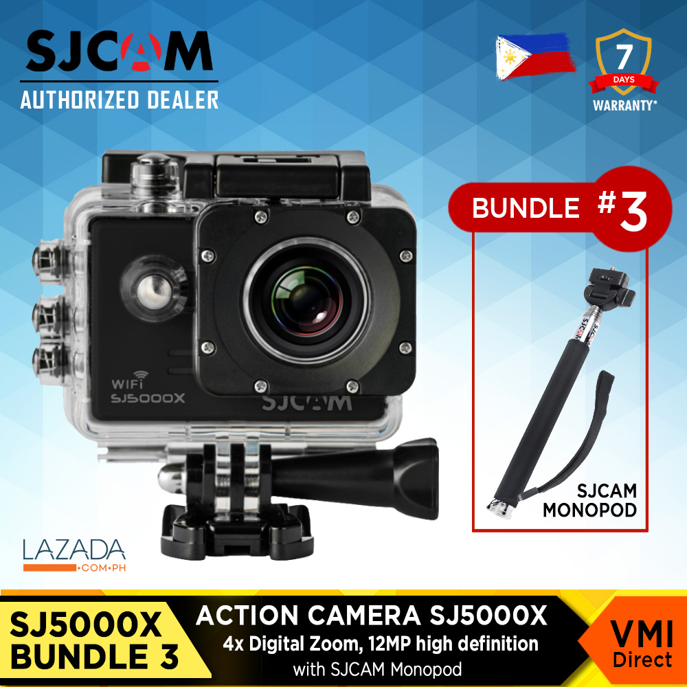 SJ5000X Action Camera 4K Ultra HD Pocket with 4x Digital Zoom and SJCam Monopod