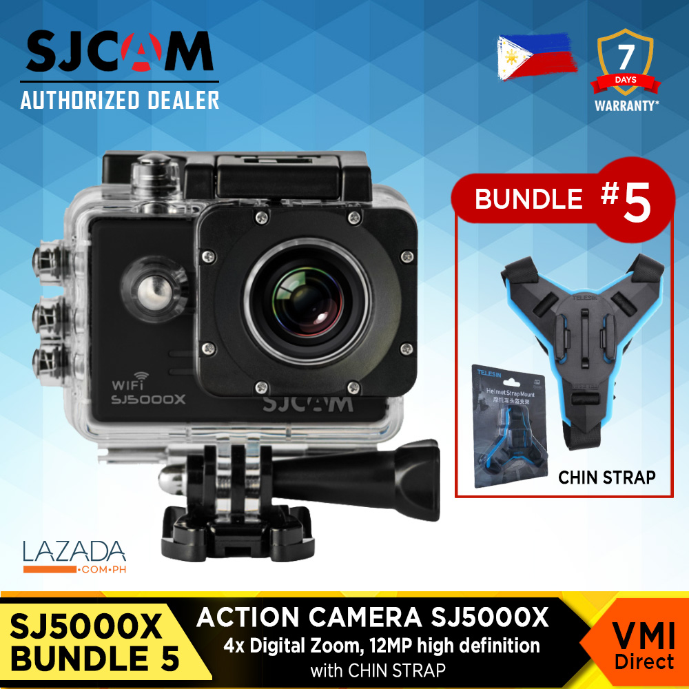 SJ5000X Action Camera 4K Ultra HD Pocket with 4x Digital Zoom and included chin strap