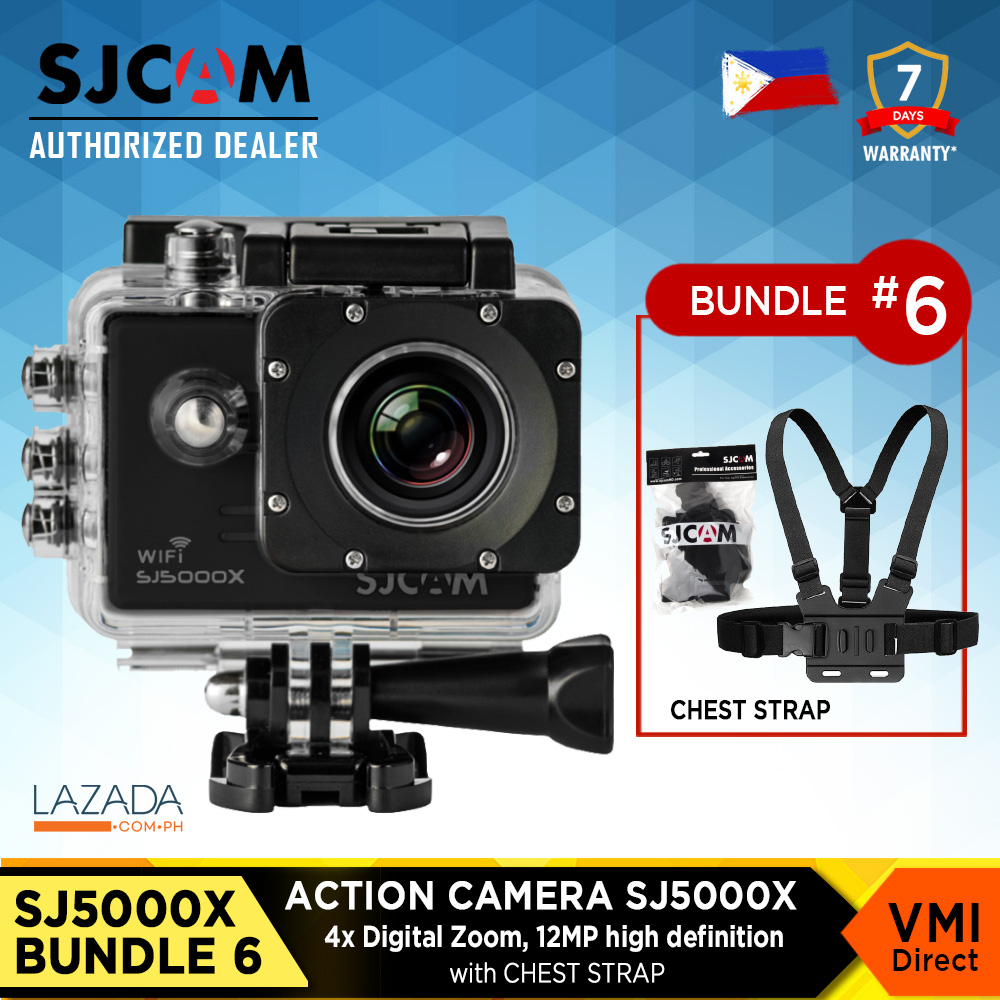 SJ5000X Action Camera 4K Ultra HD Pocket with 4x Digital Zoom and Chest Strap for Easy Use