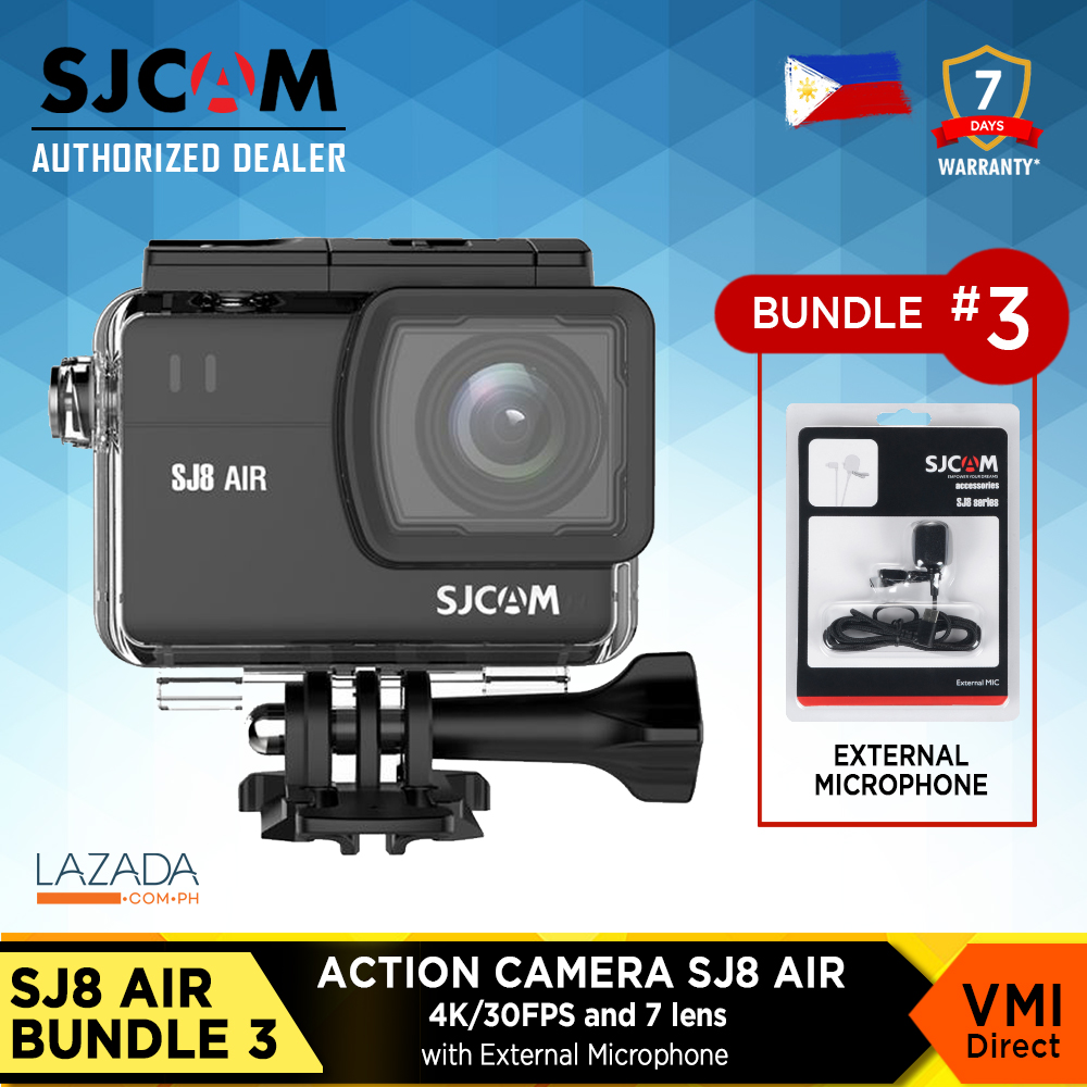 SJCam SJ8 Air Action Camera Bundle 3 with External Microphone for Helmet Vlogging Camera use