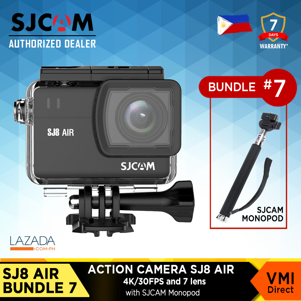 SJ8 Air Action Camera by VMIDirect with 4K video, a helmet vlogging camera, and included monopod