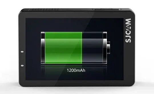 VMIDirect Action Camera with 1200mAh battery display showing full charge status