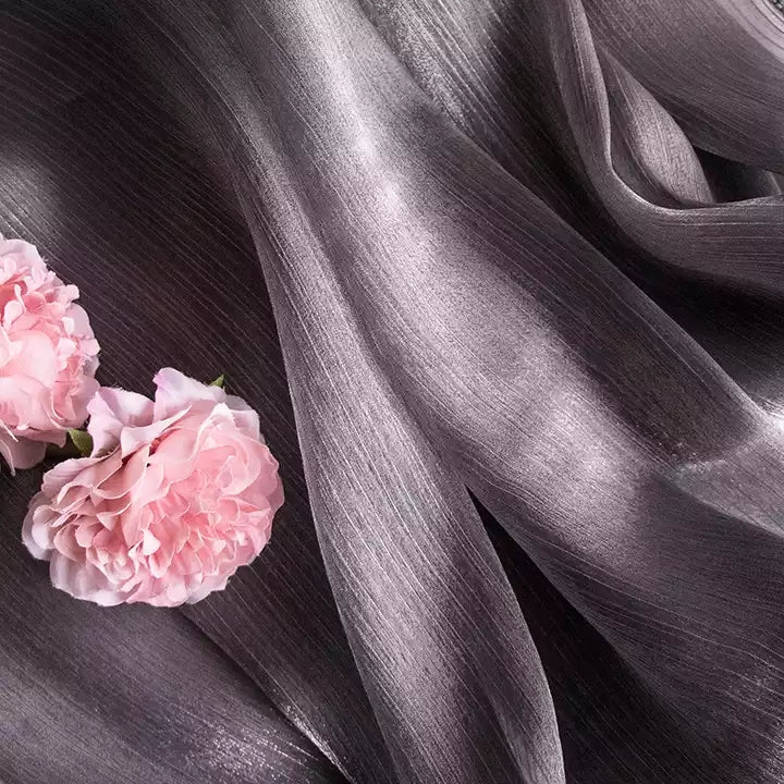 Smooth Silk Mercerized Photography Backdrop with Elegant Gray Texture and Pink Floral Accents