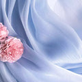 Smooth Silk Mercerized Photography Backdrop in Soft Blue with Pink Floral Accents