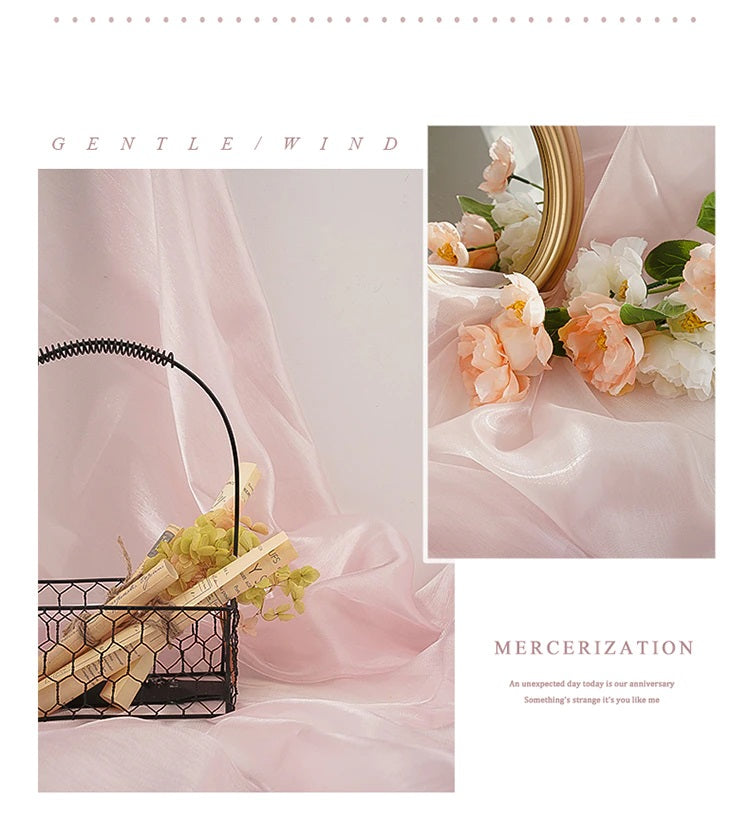 VMIDirect Smooth Silk Mercerized Photography Backdrop in Soft Pink with Floral Accents