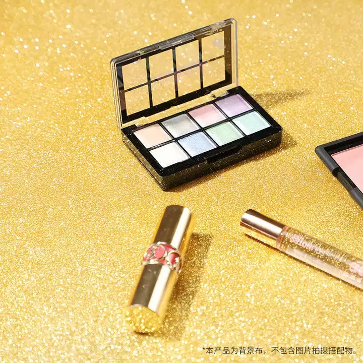VMIDirect Sparkling Sky Background with makeup palette, lipstick, and highlighter for photography and styling