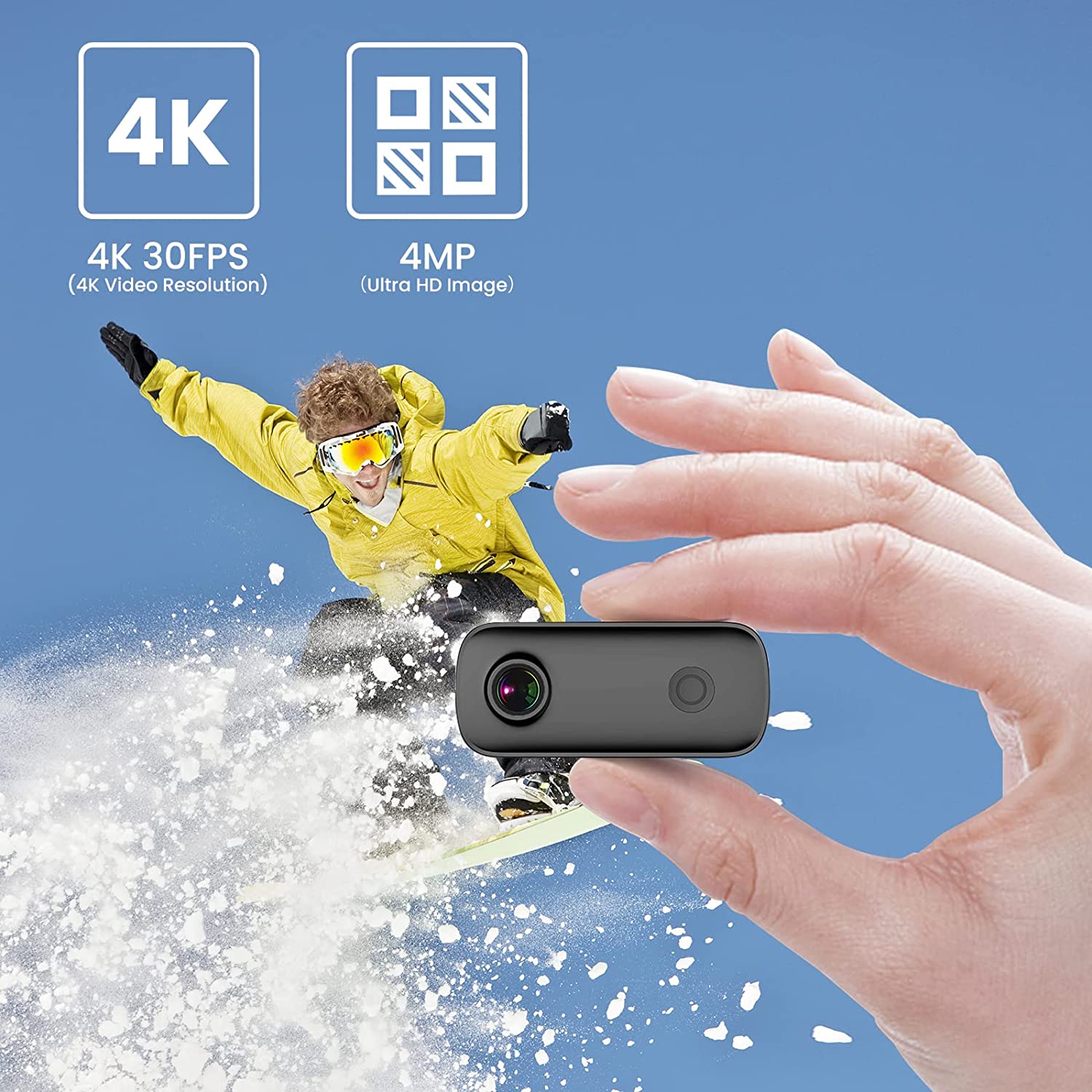 VMIDirect Sports Wifi Action Camera with 4K Video Resolution for capturing snowboarding adventures