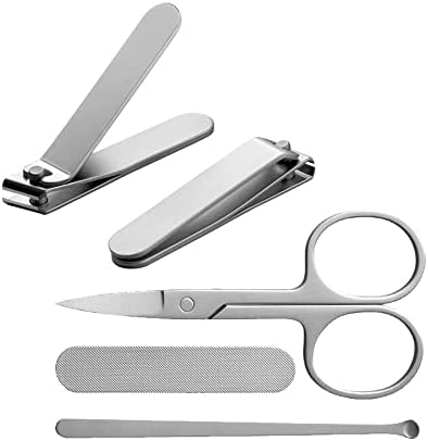 VMIDirect Stainless Steel Nail Clippers Set in sleek white case for precise manicures