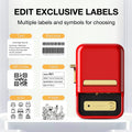 VMIDirect Thermal Label Printer in red with options for text, barcode, QR code, and icons