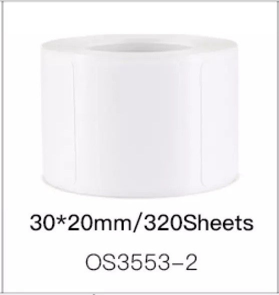 VMIDirect Thermal Label Stickers Barcode Rolls in a White 30x20mm format with 320 sheets per roll