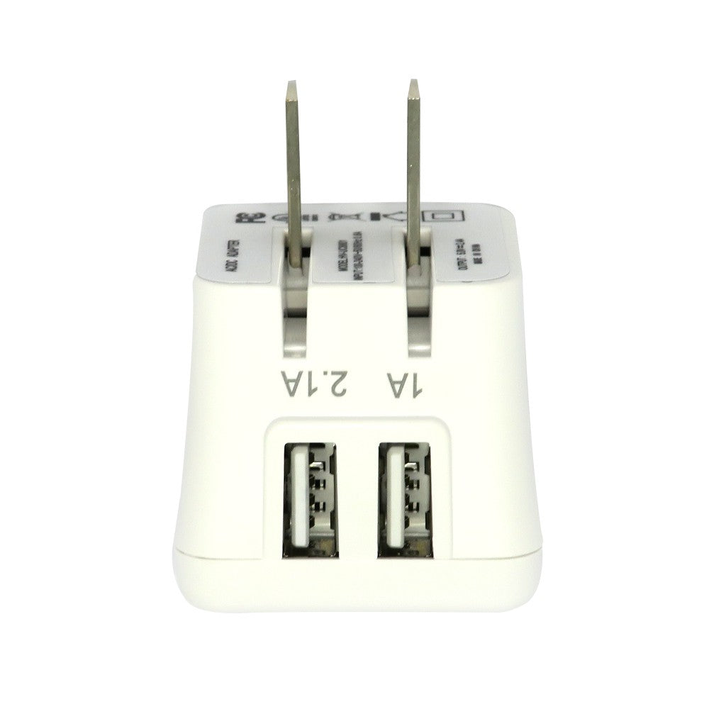 VMIDirect Travel Power Cube Dual USB Charger with 1A and 2.1A Ports for Convenient Charging