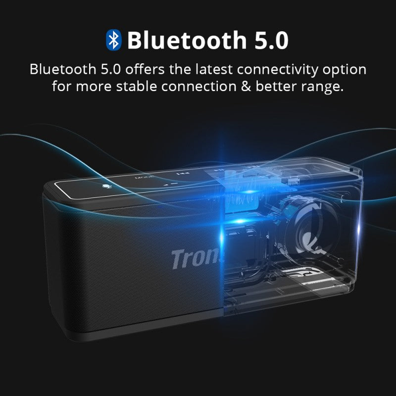 Bluetooth Speaker featuring Bluetooth 5.0 for stable connection and extended range