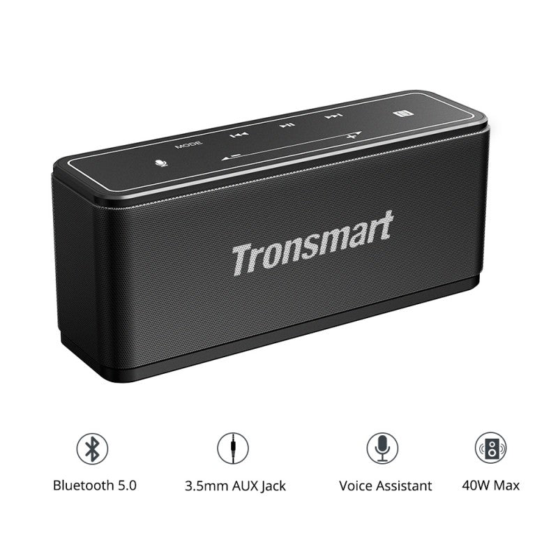 Tronsmart Bluetooth Speaker with 40W max power, Bluetooth 5.0, and AUX jack for versatile connectivity